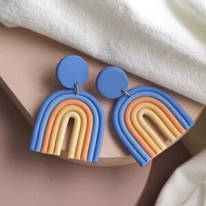 Boho Rainbow Arch Dangle Studs - Handmade Earrings